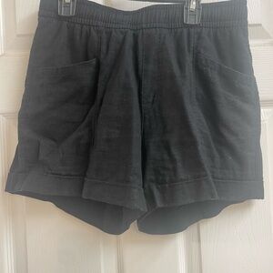 High rise, linen drawstring shorts